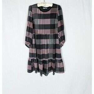 Sandra Darren Dress M Multicolor Long Sleeve Tiered Babydoll Classic